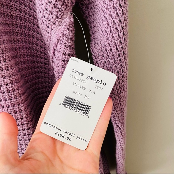 Free People Moonshine Cold Shoulder Fridge Sweater Purple Sz XS - Picture 4 of 9